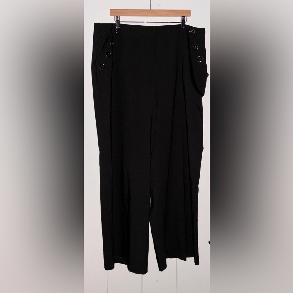 Torrid Wide Leg Studio Refined Crepe High-Rise Pant‎ Black  Sz 22R Career Office
